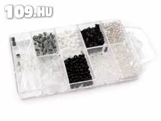 Gyöngyfűző készlet fekete-fehér 6x9 cm-es dobozban