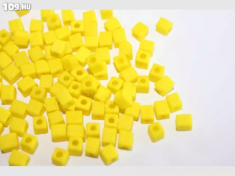 Miyuki kocka gyöngy 4 mm telt matt citromsárga (10 gr/csomag) 404F